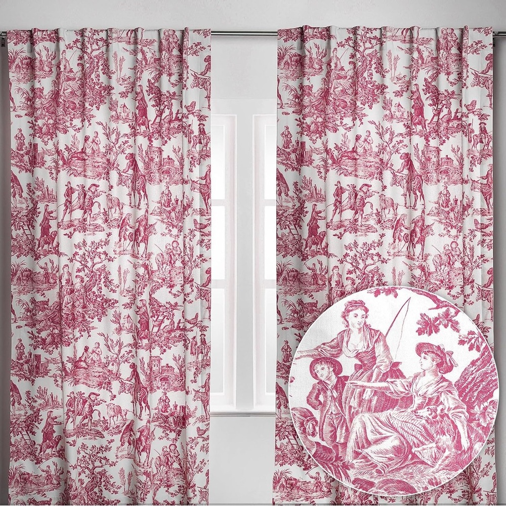 Maison d' Hermine The Miller Red 100% Cotton Light Filtering Curtain Panels 84”